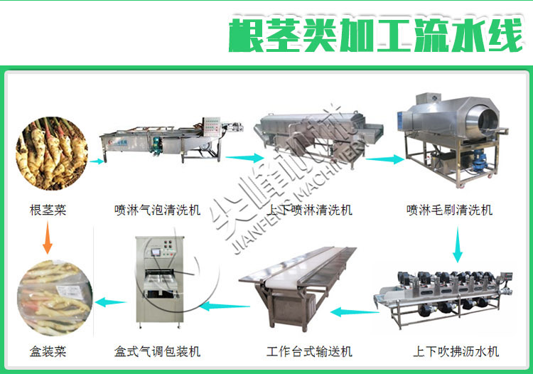 葉菜類清洗漂燙風(fēng)干流水線